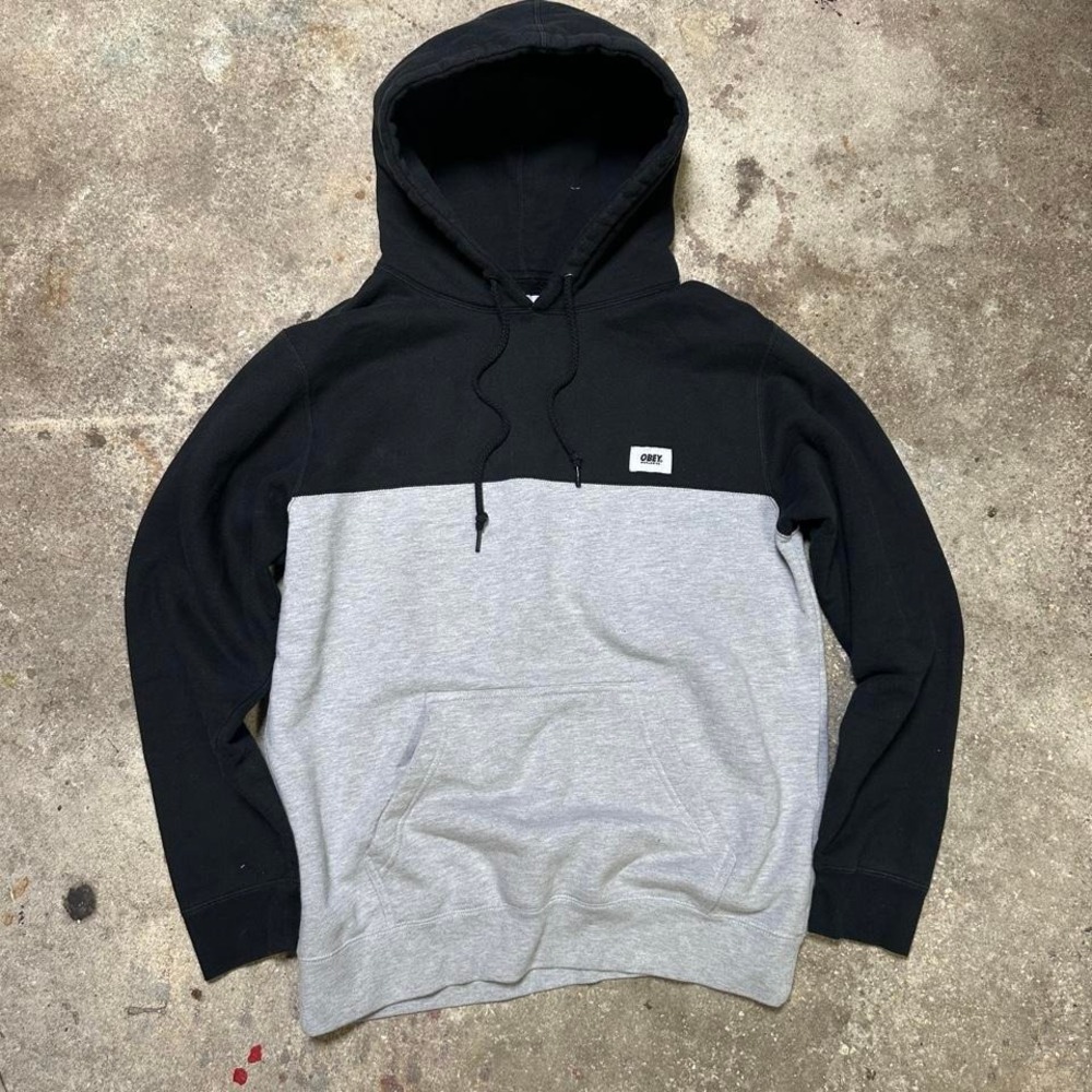 Obey black/grey pull-over classic skater hoodie Size M
